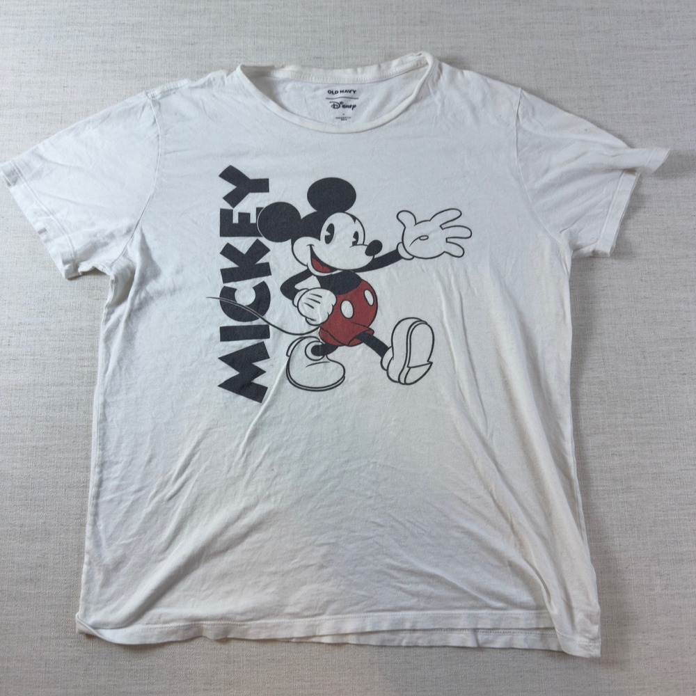 Old Navy Disney Mickey Mouse Graphic T-Shirt White Large Cotton Short Sleeve Tee